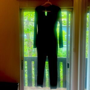 Smooth black skin tight jumpsuit